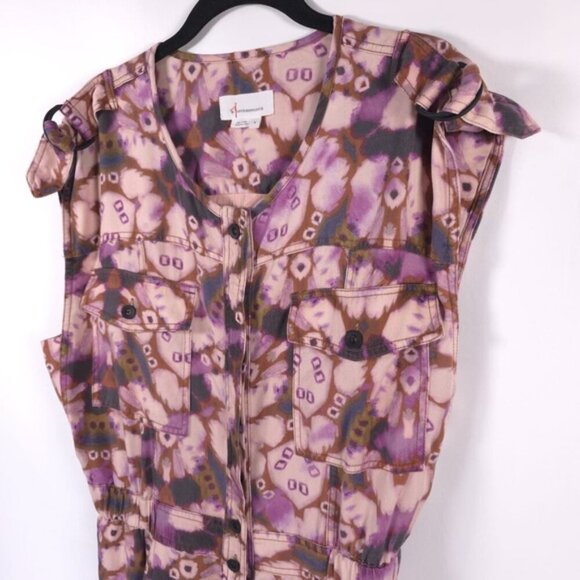 NWOT By Anthropologie Sleeveless Cutout Printed Jumpsuit‎ Purple MEDIUM - Picture 7 of 16